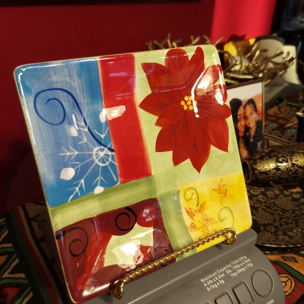 Corsica Home Holiday Quilt Hand Painted  And Hand Crafted Plate